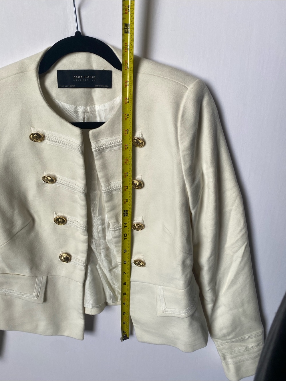 Zara White Military-Style Double-Breasted Blazer with Gold Buttons - Picture 11 of 12